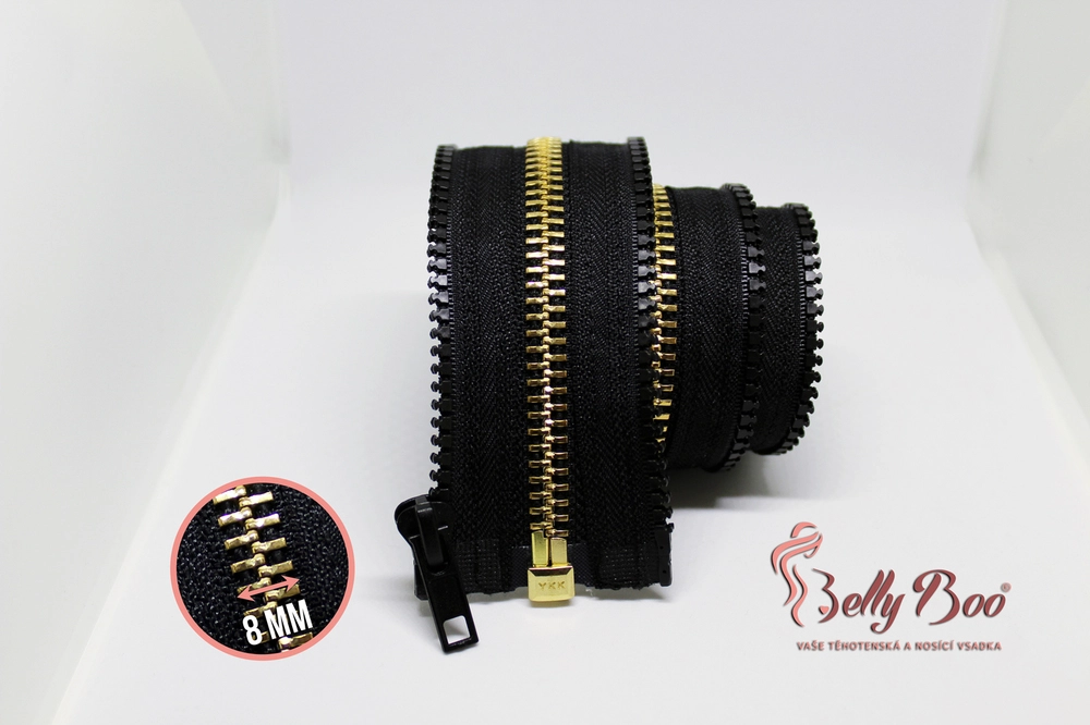 BellyBoo® - Zip adaptér - Mosazný kovový zip se dvěma jezdci YKK- šíře 8 mm