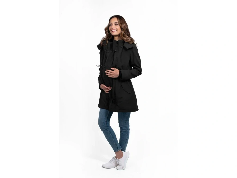 Wombat & Co. celoroční softshellová nosicí a těhotenská bunda WOMBATSHELL Black