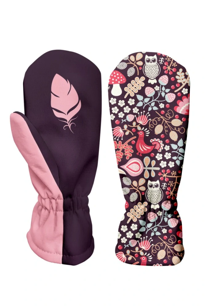 Dětské softshellové rukavice Wamu - Sova fialové