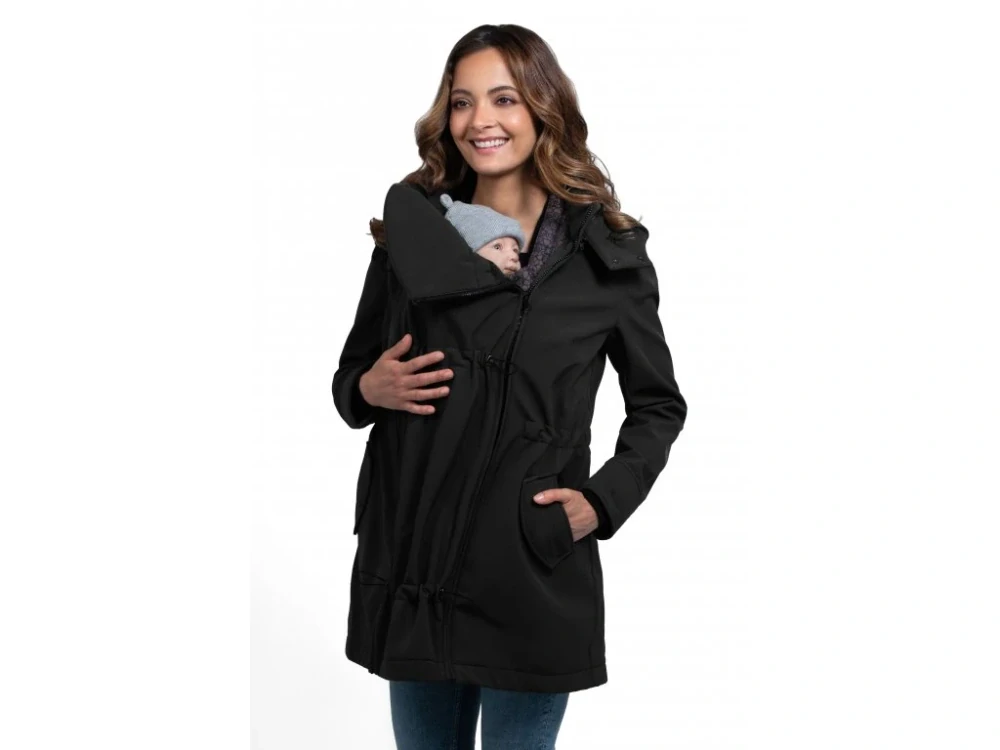 Wombat & Co. celoroční softshellová nosicí a těhotenská bunda WOMBATSHELL Black