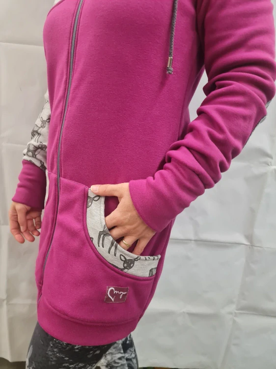 Nosící mikina Moyo Warmkeeper - Tm. růžová/zvířátka
