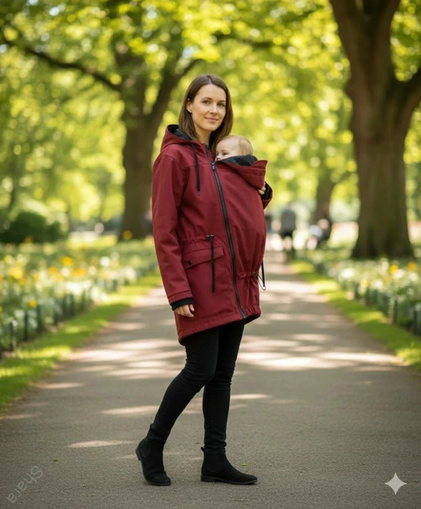 Softshellová bunda Shara pro přední nošení - jaro/podzim - vínová