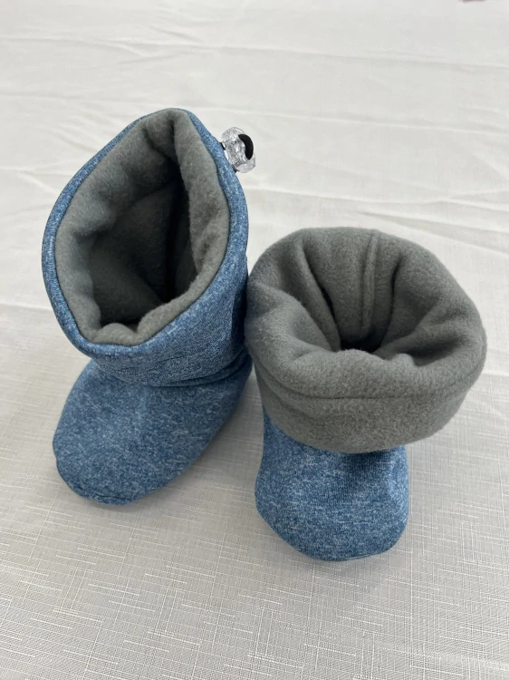 Softshell capáčky MALINKY zima - modrý melir/šedá