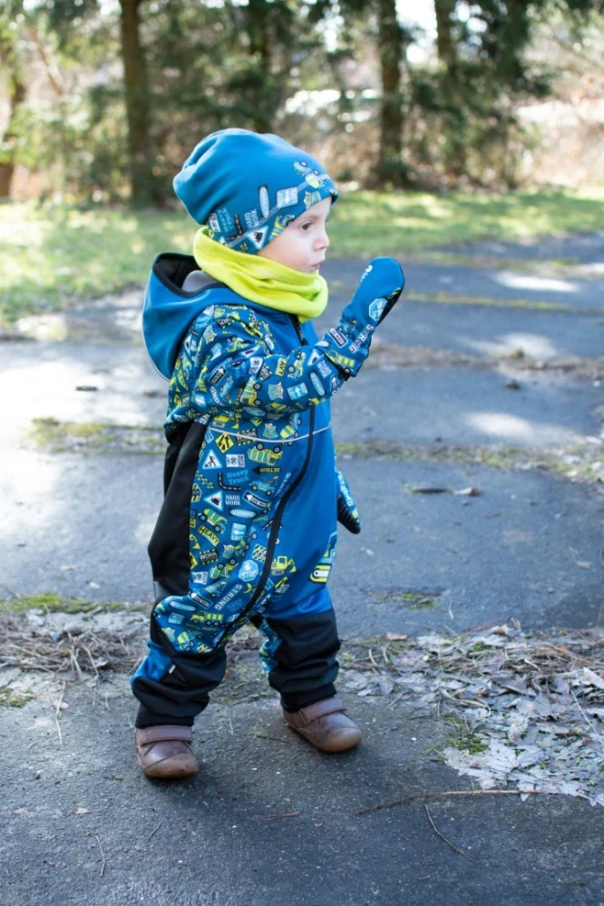 Dětská softshellová kombinéza WAMU Bagr modrá