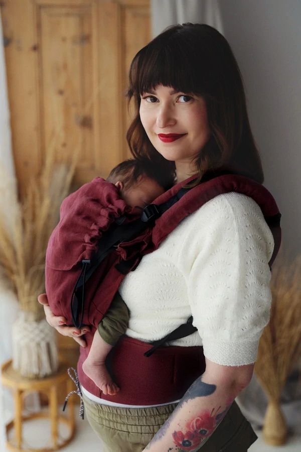 Little frog - Prime baby carrier - Pure linen Marsala