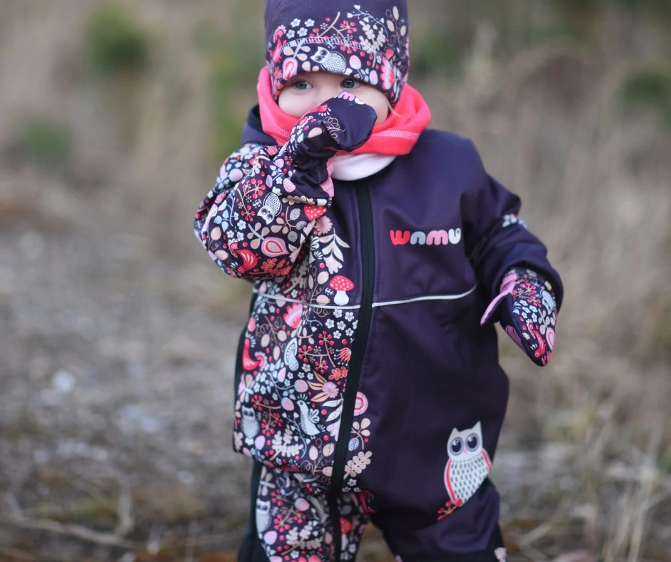 Dětská softshellová kombinéza WAMU Sova - fialová