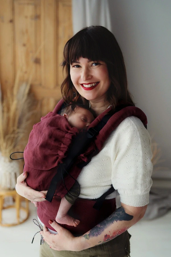 Little frog - Prime baby carrier - Pure linen Marsala