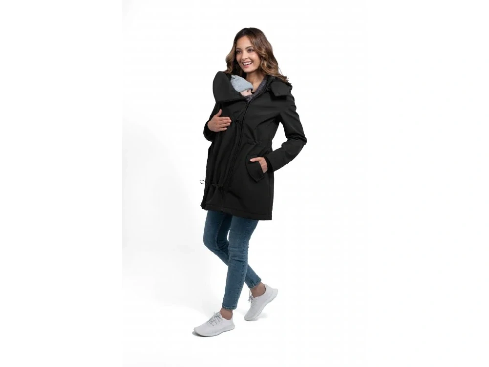 Wombat & Co. celoroční softshellová nosicí a těhotenská bunda WOMBATSHELL Black