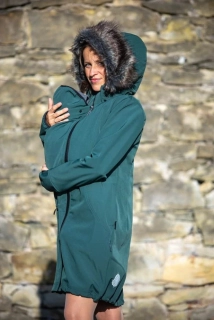 Angel Wings softshell kabát s kožíškem - tmavě zelený 