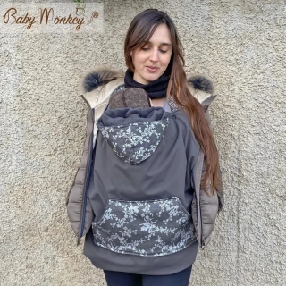 Kapsa na nosítko - Baby monkey - šedá/květiny